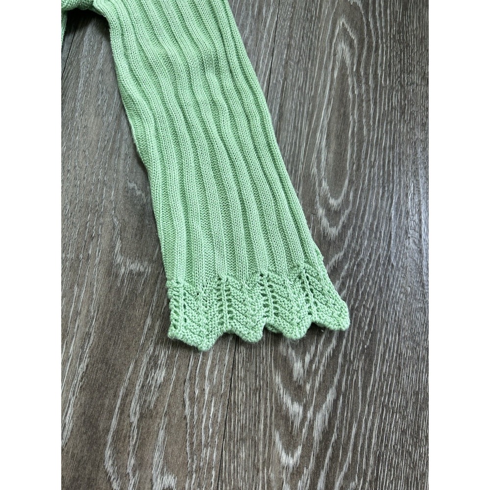 Vintage Faded Glory Green Knit Ruffle Top USA Made Y2K Fairy Whimsy Coquette 90s - Picture 6 of 8